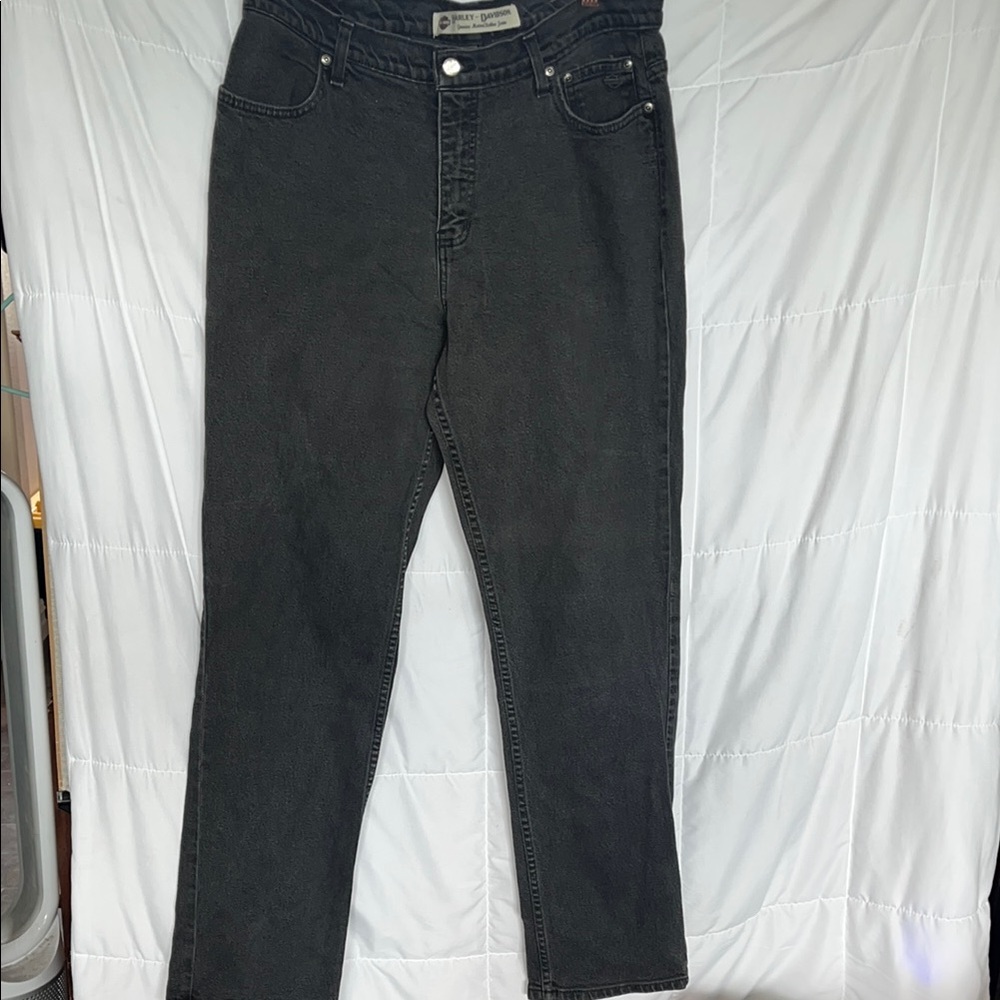 Harley-Davidson Black Straight Leg Jeans Women’s 14 Long Biker Denim